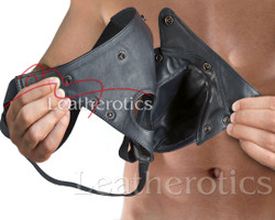 Mens Leather Jock Pouch Underwear - details