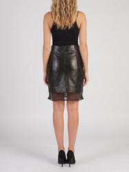 Black Leather Skirt Pencil - Back