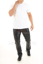 Mens genuine leather Jeans Trousers 4