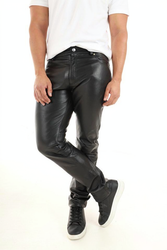 Mens genuine leather Jeans Trousers 1