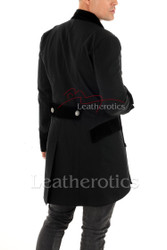 1800 Victorian-inspired men’s red velvet jacket with black detailing and buttoned cuffs. A bold steampunk coat for unique style.
Steampunk Velvet Jacket in Red & Black
Vintage Men’s Long Gothic Coat
Elegant Red Velvet Tailcoat for Cosplay
Formal Gothic Velvet Jacket for Men