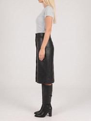 Knee Length Leather Skirt - Left