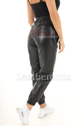 Women's Real Leather Jogging Pants 6