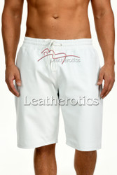 Drawstring white Leather Shorts - Front details