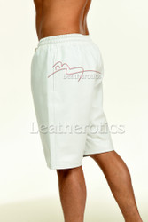 White Leather Men's Shorts - back Side View