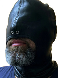 Leather BDSM Hood Mask - Front View