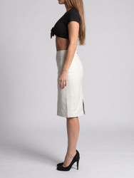 White Leather Skirt Women - Left