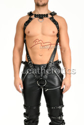Leather body harness for men - front
