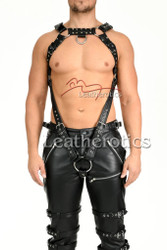 Leather body harness for men - front