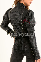 Ladies Black Leather Gothic Jacket 1