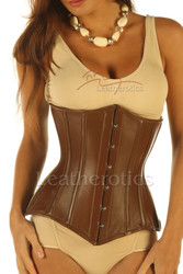 Real Leather Brown Corset - front