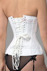 Steel boned White Bridal Corset with zip - back