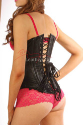 Black Leather Underbust Corset - Back View