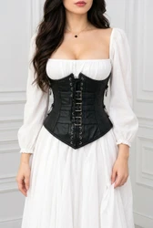 Leather Black Gothic Corset -Front View