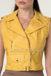 Womens Yellow leather Top