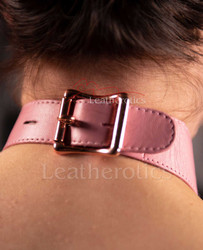Leather BDSM Collar 4 - pink back
