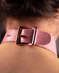 Leather BDSM Collar 4 - pink back