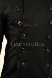 Close Up of Metal Buttons on Military Wool Coat