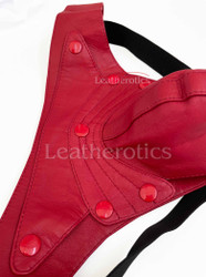 Maroon Goat Leather Mens Jockstrap - details