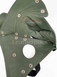 Green Olive Goat Leather Mens Jockstrap - Removable pouch