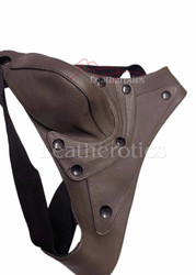 Men's Brown Leather Jockstrap - Side
