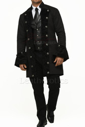 Victorian Coat Black Cotton - front