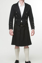 Kitltop and kilt set in black cotton