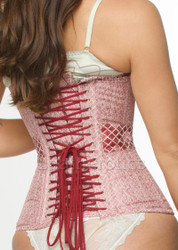 Steel boned Rose red Underbust Cotton Corset - back