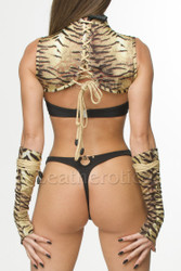 Shoulder Corset With Gloves Tiger Print Set - back