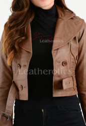 Long Sleeve Crop Leather Jacket