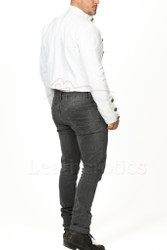 Short Cropped White Cotton Mens Victorian Jacket