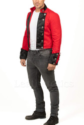 Short Cropped Red Cotton Men's Military Style Jacket
