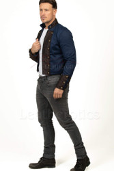 Short Cropped Vintage Blue Cotton Men's Jacket