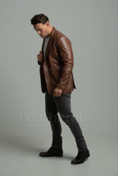 Custom Made To Measure Leather Men's Blazer