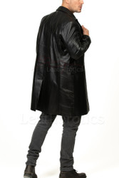 Double Breasted Leather Men's Coat back view