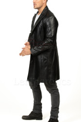 Double Breasted Leather Mens Over Coat