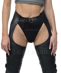 Open-Back Leather Chaps - front view
