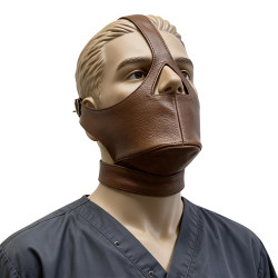 Real leather made muzzle face speech restriction play