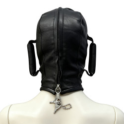Lockable leather hood with detachable  leather handles