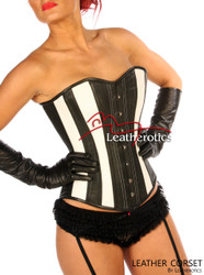 Black and white striped corset - front view
