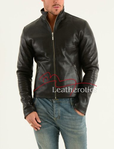 Men's Leather Jacket Cowhide Smart fitted Moto