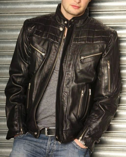 Men's Leather Jacket high fitting waist