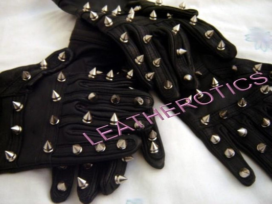 Leather STEEL SPIKE  hand GLOVES