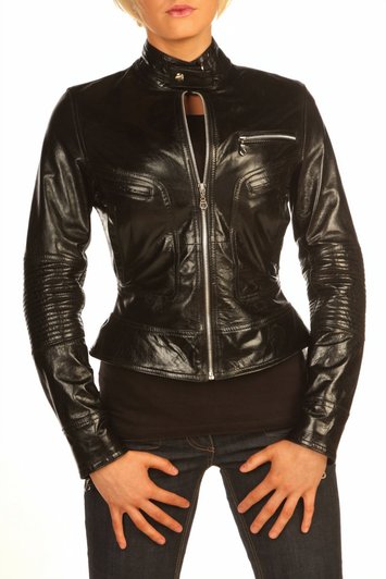 Vegetable Tanned Ladies Leather Jacket Soft Cotton Lined Style/J