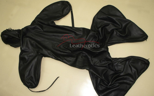 Leather Bodybag Bondage B-Suit with Mask Restraint Gimp suit pic 9