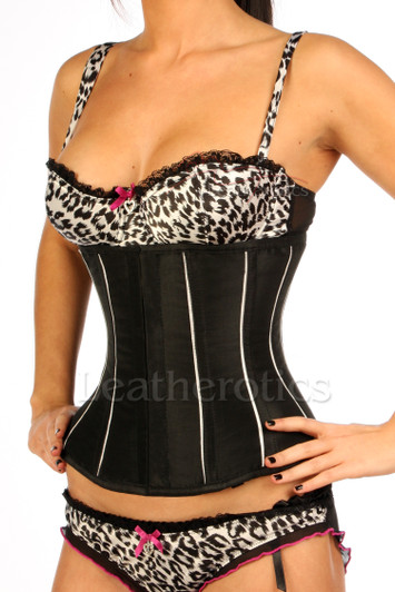 Black And White Stripe Satin Underbust Costume Waist Cincher