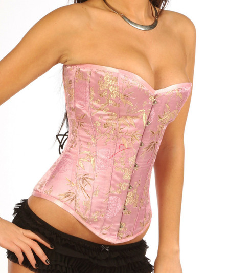 steel boned Light Pink Corset - front