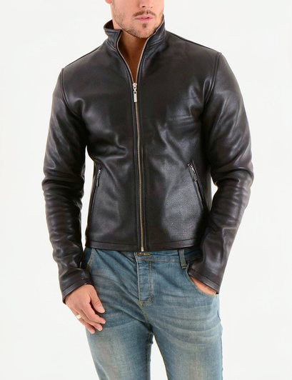 Men's Black Leather Jacket Cowhide