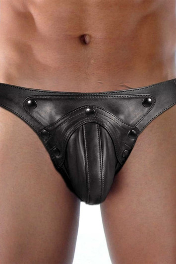 Mens Leather Jock Pouch Underwear