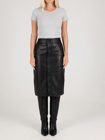 Knee Length Leather Skirt - Front